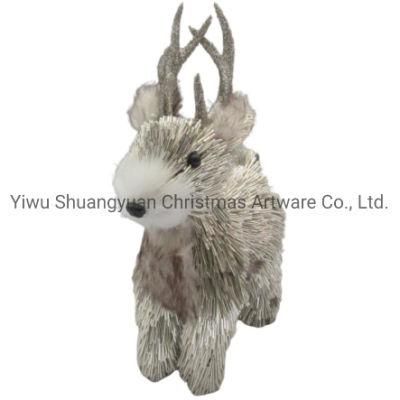 Champagne Cute Stand Christmas Deer Christmas Animal Animated Christmas Toys