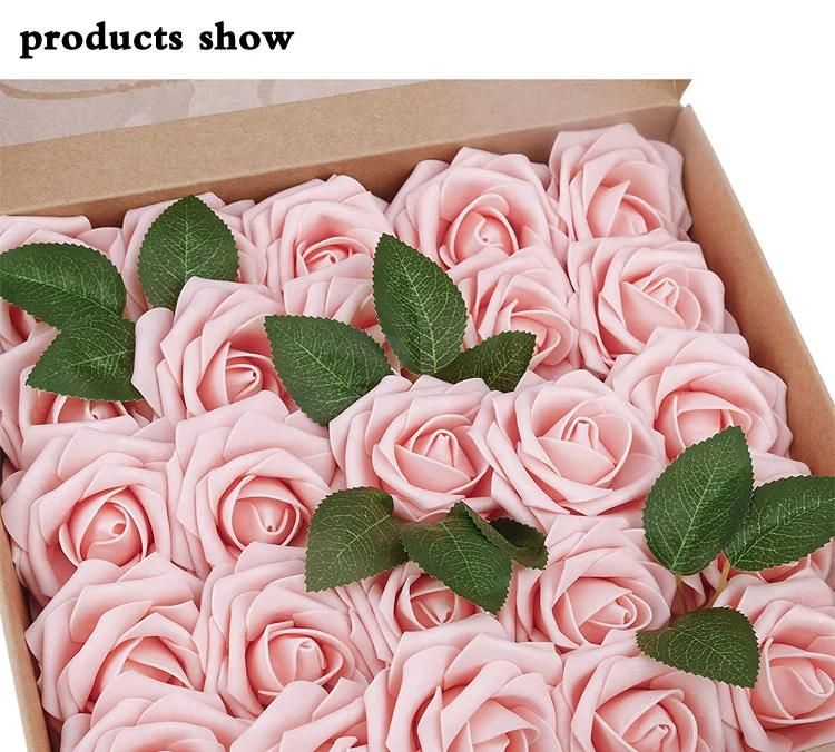 New Style Simulation Handcraft Rose Head 50PCS PE Foam Realistic Rose Head Reasonable DIY Decoration Rose Foam Flower