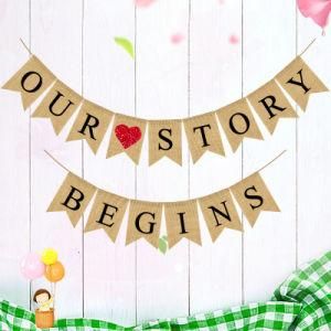 Wedding Party Decoration Garland Engagement String Flag Linen Swallowtail Flag