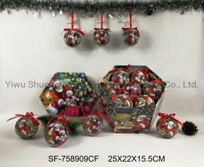 Christmas Paper Wrapped Ball Decoration for Holiday Wedding Party Decoration Hook Ornament Craft Gifts