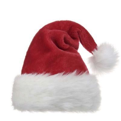 Merry Christmas Plush Red Hat Custom Unisex Winter Beanie Red Soft Flannelette Santa Claus for Adult