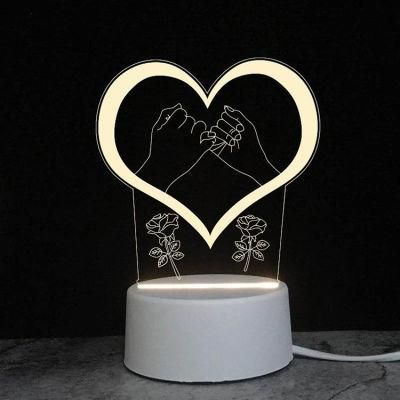 Christmas or Valentine&prime;s Day Gift 3D Acrylic Light Night with Custom Love Pattern