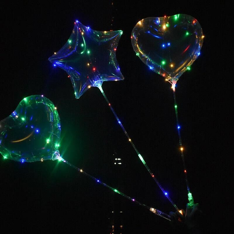 Luminous Colorful Light Party Decorations LED String Heart Shape Bobo Balloon