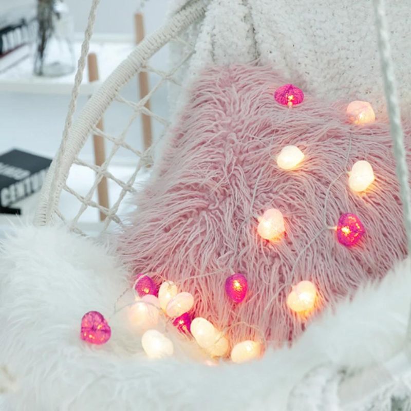 LED Luminous Lamp String Heart-Shaped Lamp String with Cotton Thread