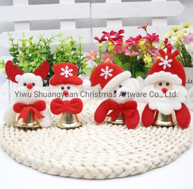 Party Christmas Tree Decoration Santa Claus Moose Snowman Crafts Handmade Pendant Christmas Metal Bell Jingle Bells