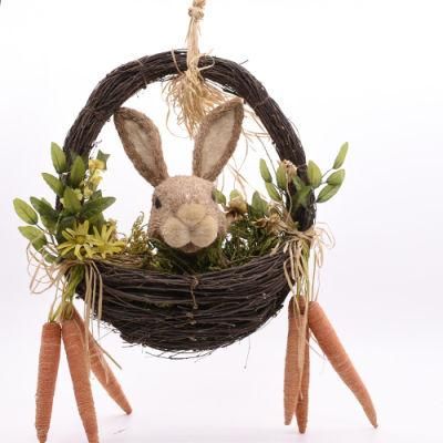 BSCI New Arrival Wholesale Customized Spring Home Indoor Hanging Easter Wreath Basket Decoration