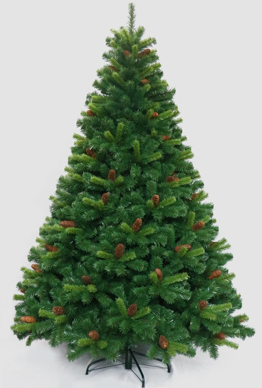 High Quality Green 210cm Dense Artificial Christmas Tree with Pine Cone