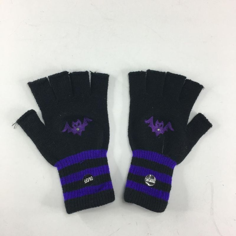 Halloween Knitted Mitten Half Finger Gloves LED