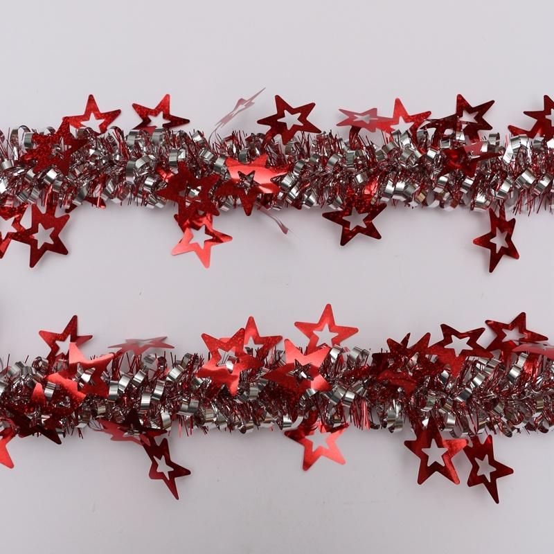 Whole Sale Red+Gold Color Mixed 15cm+3cm *2m*6ply Shiny Christmas Pet Tinsel