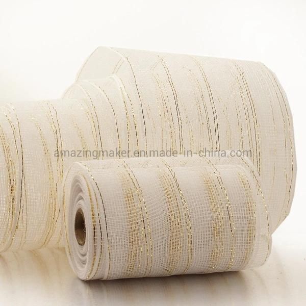 Metallic Stripes 6′′ Deco Mesh Ribbons for Wedding Party