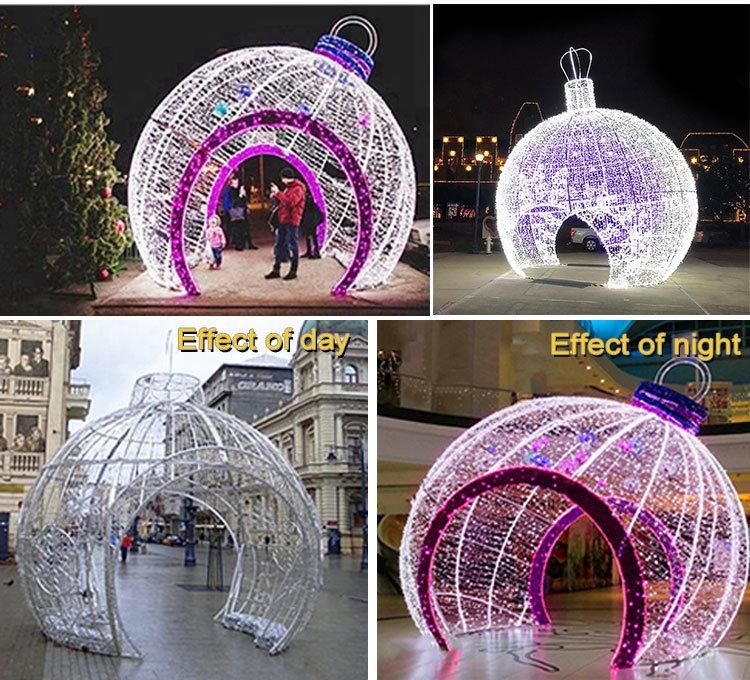 Outdoor Lighting 3D Illuminated Giant Arch Christmas Ball Motif Lights