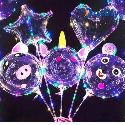 Color LED Bobo Bubble Light Glow Transparent Clear Balloon