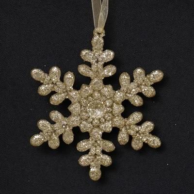 Cute Size 10.5cm Gold Glitter Snowfalke Shape Acrylic Material Christmas Hanging Ornament