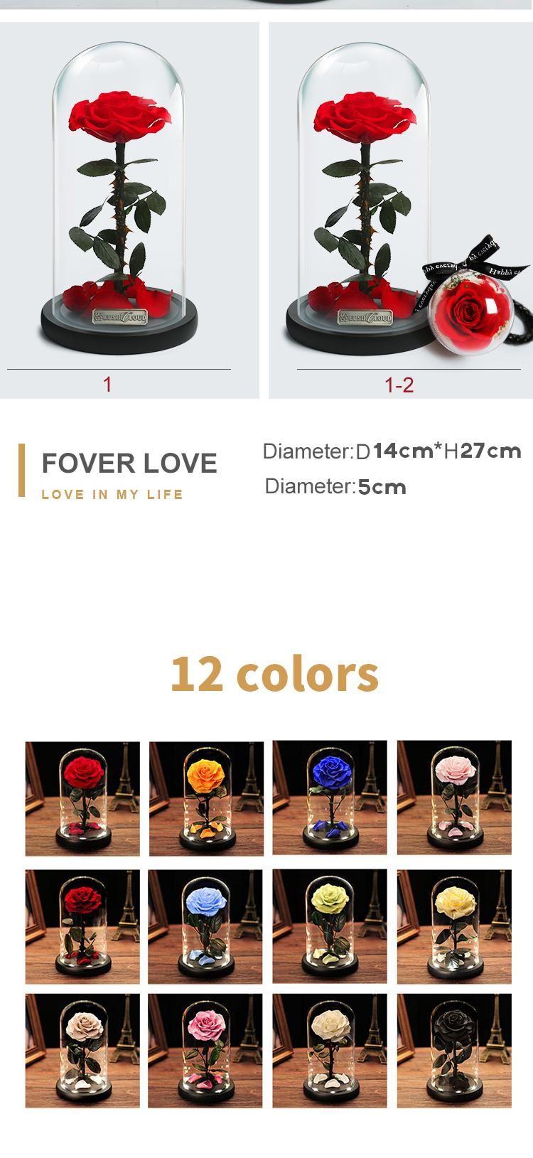 Eternal Rose -Preserved Real Rose in Glass Dome Gift Eternal Flower, Beautiful Gift for Valentine′s Day Mother′s Day Christmas Anniversary Birthday