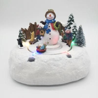 Custom Made Decorative Rotating Snowman Christmas Snowman Village Souvenir Music Box