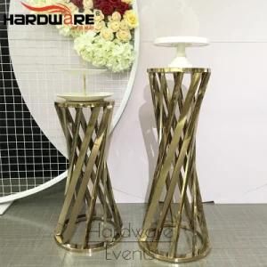 Different Size for Romantic Wedding Gold Stainless Steel Cake Table Set
