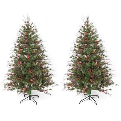 Yh2013 Wholesale Yiwu Factory 150cm Pine Needle Artificial Christmas Tree with Red Berries, Pinecone