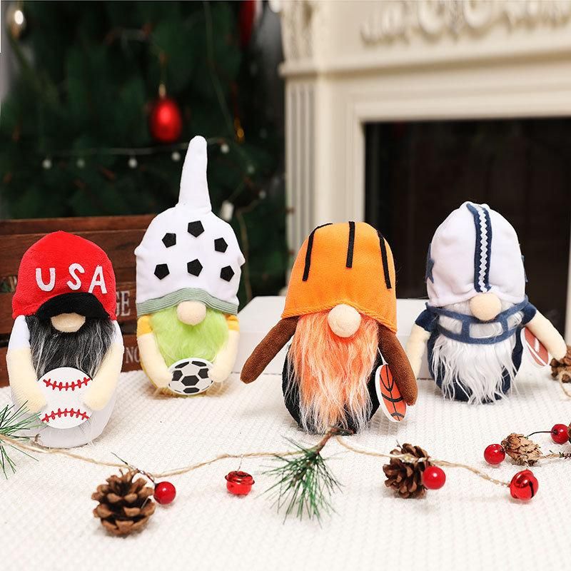 American Athlete Rudolph Sports Football Basketball Tennis Rugby Dwarf Doll Ornaments