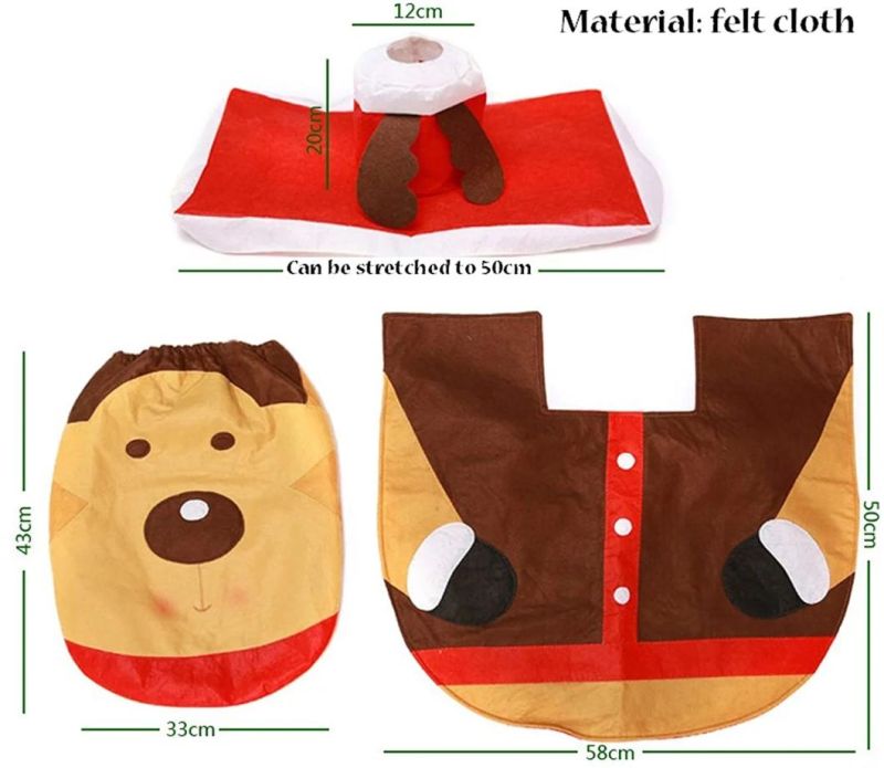 Elf, Elktoilet Seat Cover Set and Rug Bathroom Set for Christmas Bathroom, Decor Xmas