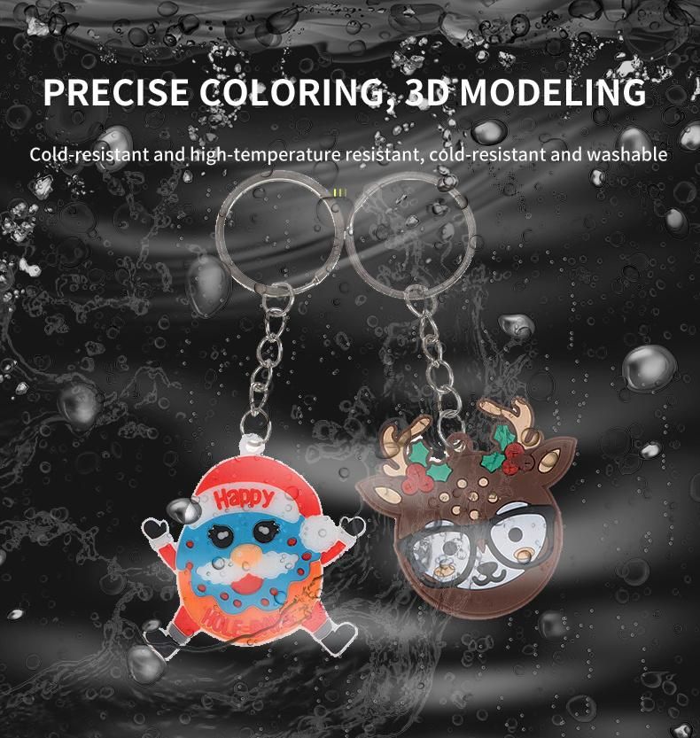 Christmas Decoration Gift Cartoon Key Pendant Silicone Christmas Themed Keychains