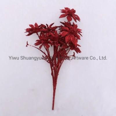 Tree Glitter Red Openwork Leaves Christmas Tree Decoration Pendant Simulation Gold Purple Blue Leaves Christmas Decorations