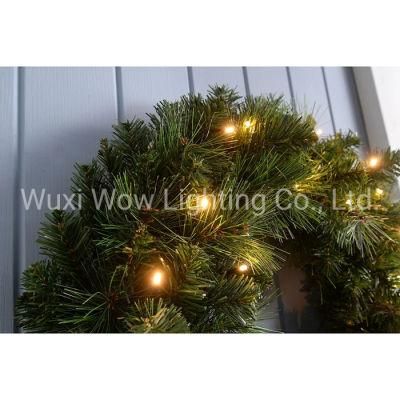 Alberta Spruce Wreath Illuminated with 35 Warm White LED Lights