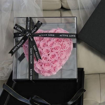 Best Valentine&prime;s Day Gifts Preserved Flower Rose Eternal Preserved Rose in Acrylic Box for Gift