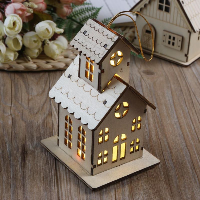 Xmas Festival LED Light Wood House Christmas Tree Decoration Light