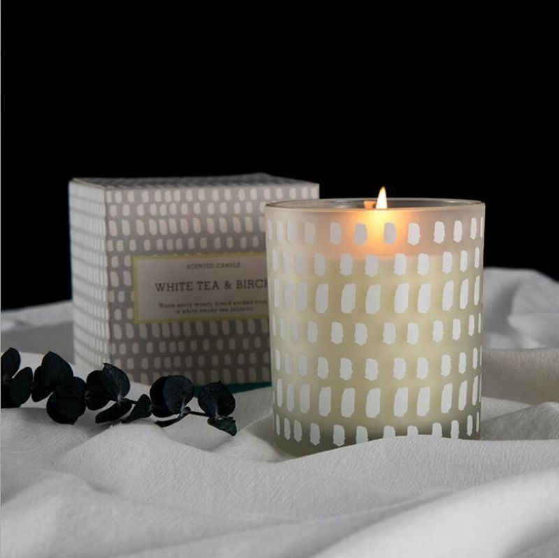 Wholesale Frosted White Spot Glass Jar Taper Candle Holder with Luxury Box