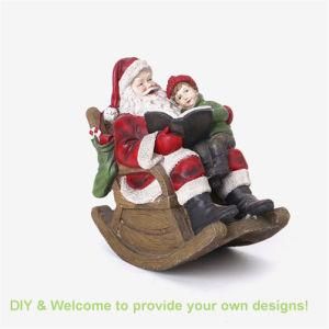 Wholesale Christmas Decoration Wood Look Polyresin Santa, Personalized Xmas Decora Wooden Resin Santa Claus Gift