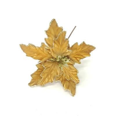 New Designed Artificial Flower Head Christmas Flower Rose Curly Petal Rose with Glitter