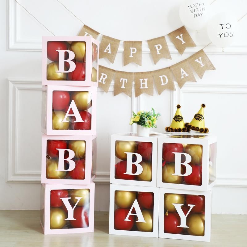 Acrylic Baby Letter Black Pedestal Stand Square Cube Plinth Column for Party Birthday Backdrop Decor