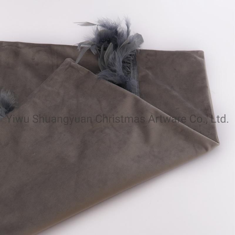 New Design Christmas Bolster Pillow with Feather for Holiday Wedding Party Home Decoration Hook Ornament Craft Gifts