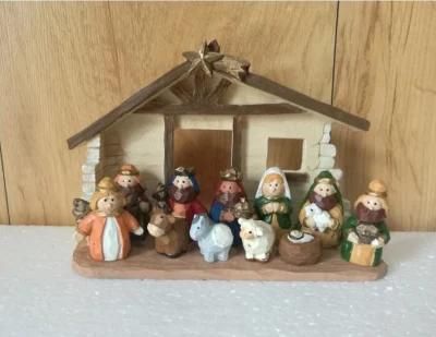 Colorful 4 X 6 Inch Manger Group Mini Resin Christmas Nativity Figurines Scene 12 Piece Set