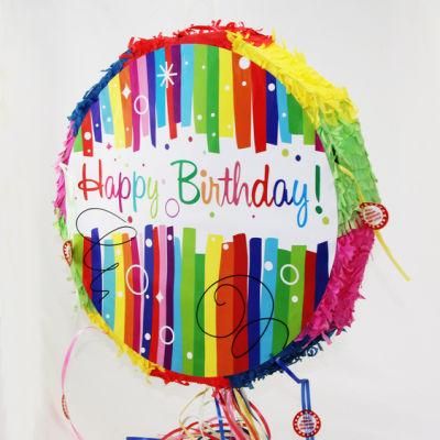 Colorful Happy Birthday Round Pinata Drum