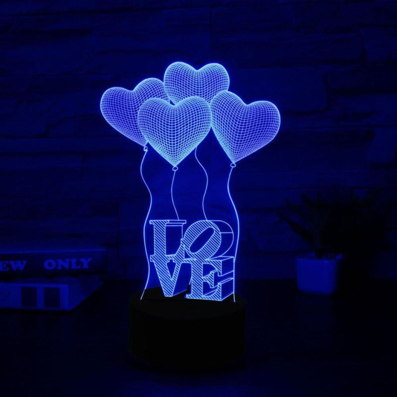 Colorful 3D LED Lamp 3D Visualization Love Lamp Valentines Gifts