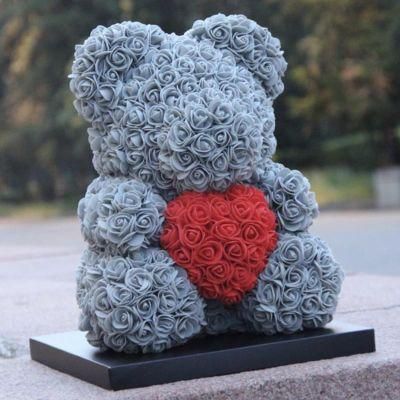 Rose Bear 16 Inch Popular and Premium Bloom Bear Wholesale Foam/PE Rose Bear for Valentines Day Gifts