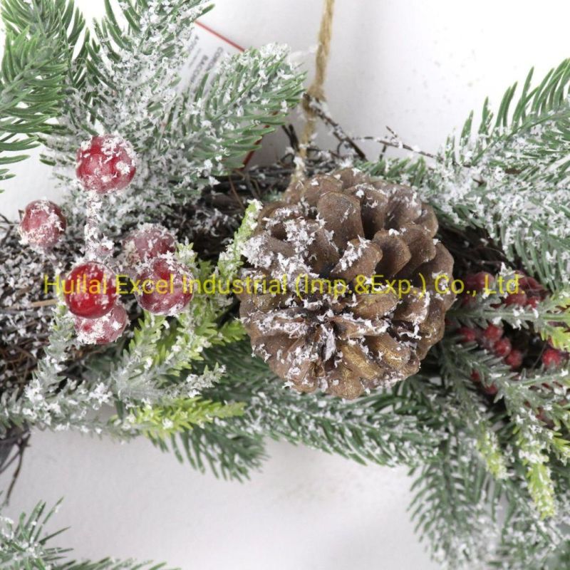 Artificial Wreaths Xmas Natural Rattan Wreath Outdoor PE Garland Wreath