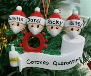 2020 New Quarantine Survivor Family with Face Masks Crisis Personalized Namne Ornament