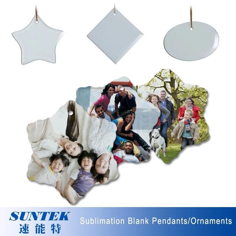 Sublimation Blank Coated Pendant White Ceramic Ornaments