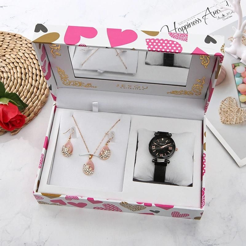 2020 New Mother′s Day Gift Set with Metal Jewelry Set Necklace Earrings and Watch