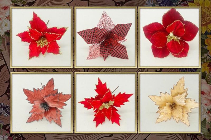 Christmas Tree Velvet Flower Decoration Accessories Flowers