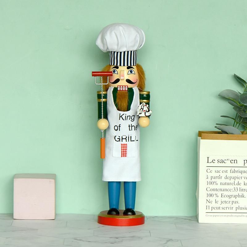 Grillmaster 15 Inch Traditional Wooden Nutcracker, Festive Christmas Decor for Shelves and Tables