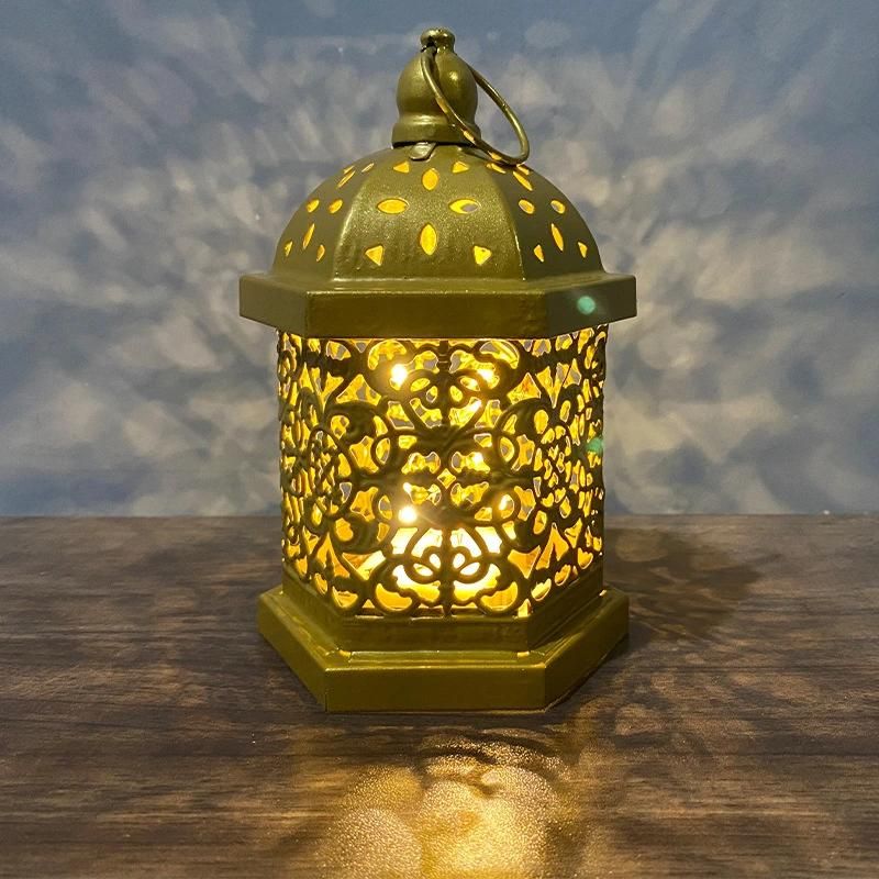 Decorations Table Decor Lantern with Flickering LED Eid Mubarak Lantern with LED Decorative Hanging Lantern