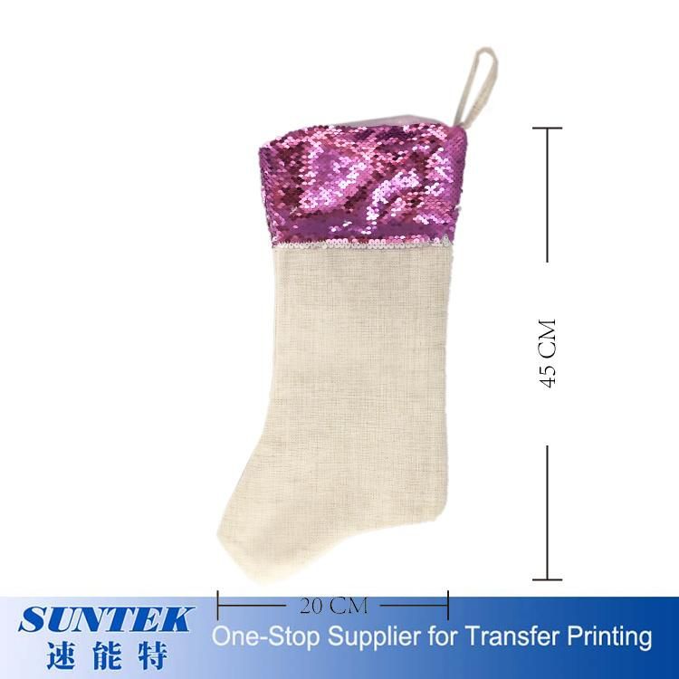 Wholesales Colorful Shining Sublimation Sequin Christmas Ornament Socks