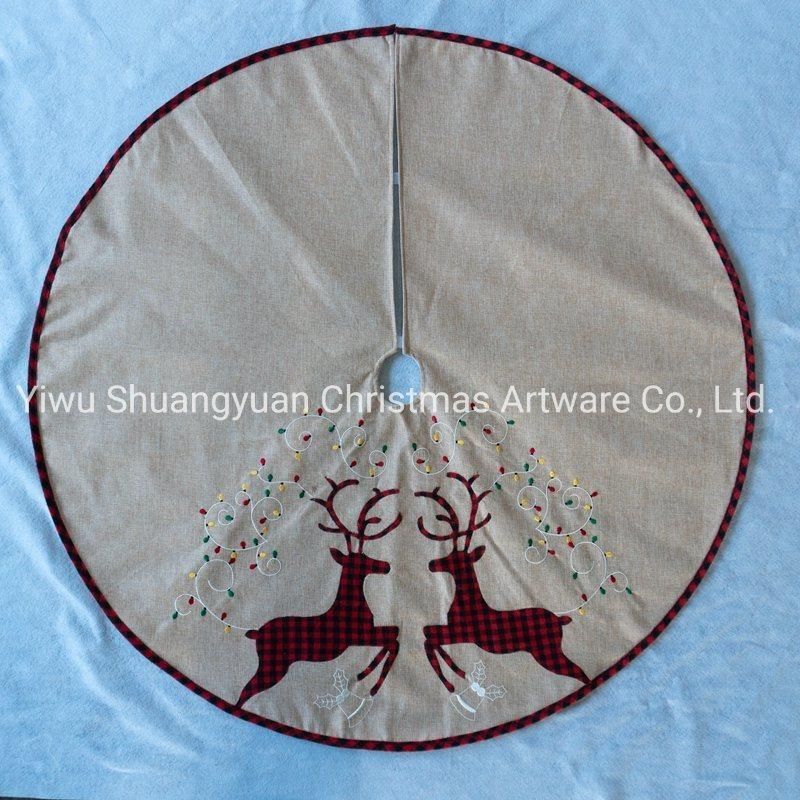 120cm Christmas Embroider Skirt Deer Design Skirt