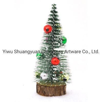 11cm Mini Christmas Tree White Cedar Pines Desktop Decoration with Decorative Balls