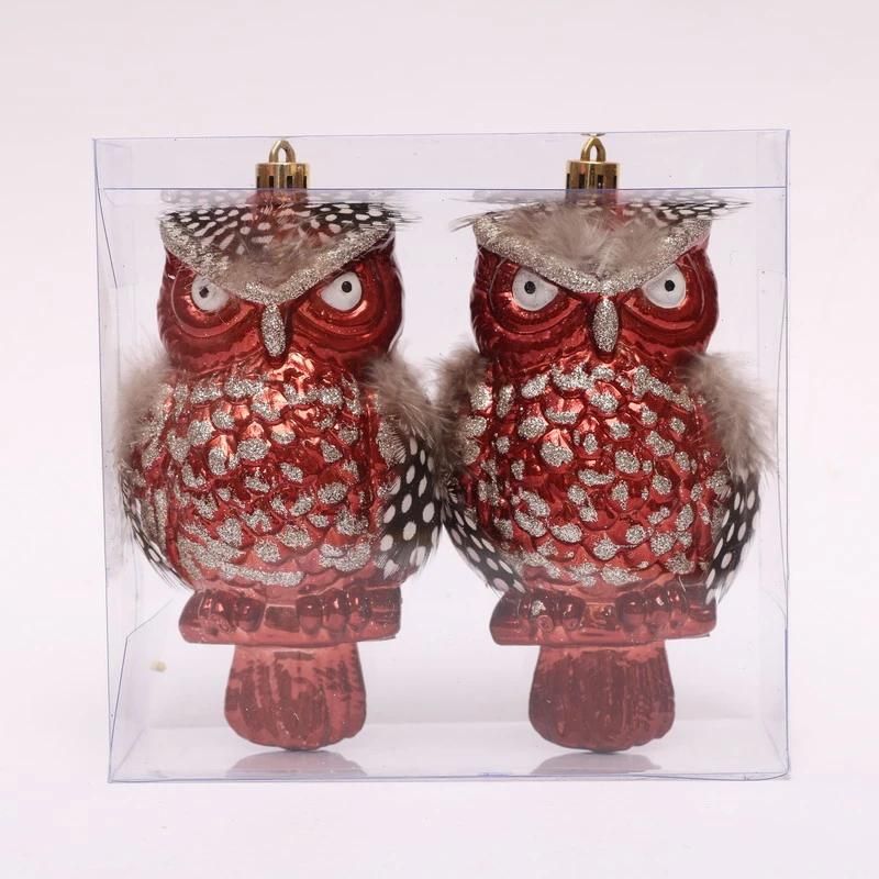 High Quality Cooper Color Hand Painted 11cm Plastic Owl Hanging Ornament
