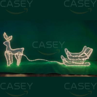 Large LED Lighted Holiday Deer Family - 60 Inch Buck, 52 Inch DOE &amp; 28 Inch Fawn - 360 Clear LED Lights