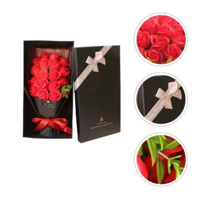 High Quality Artificial Rose Soap Flower Bouquet with Nice Box for Home Wedding Decor Gifts